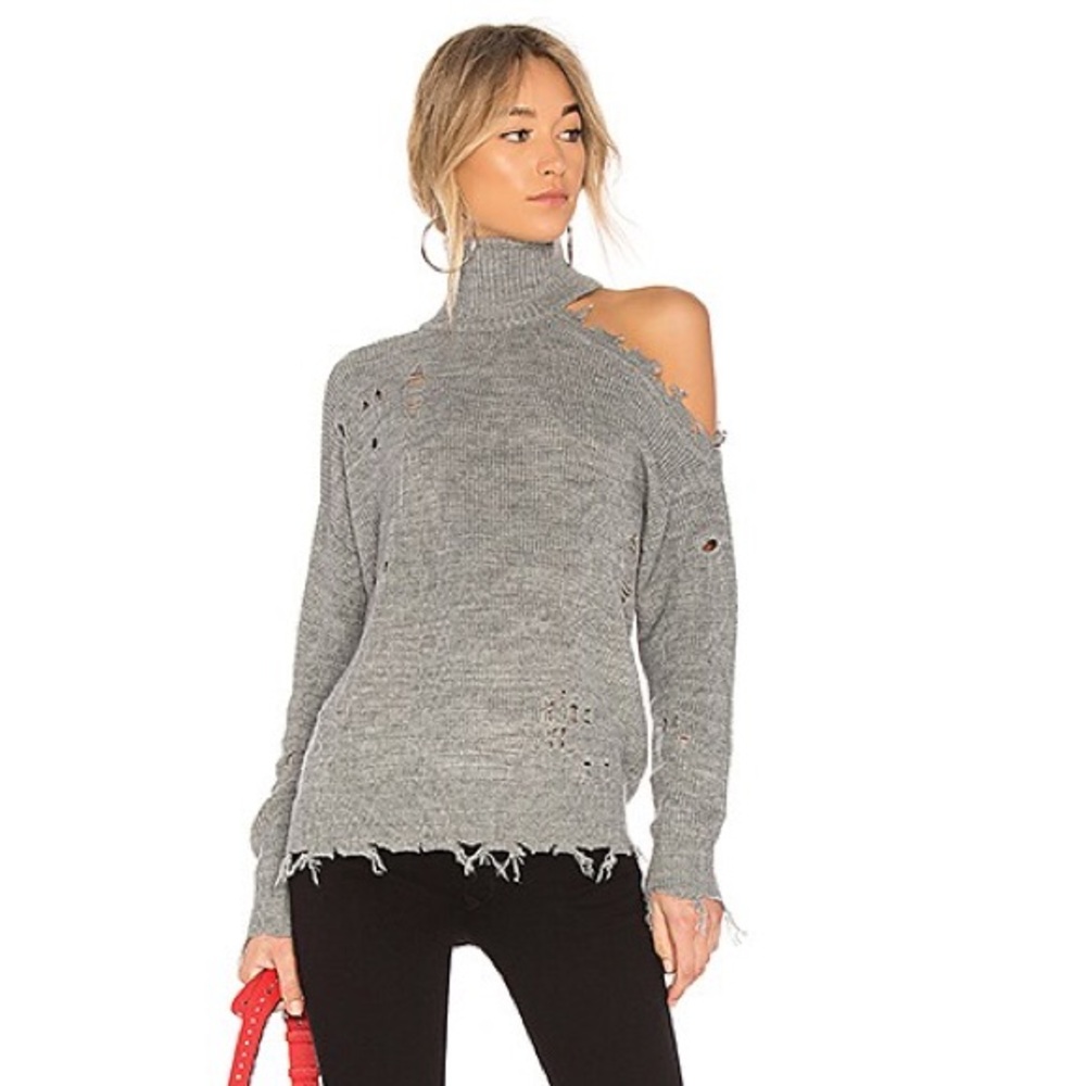 Lovers + Friends Gray Off-the-Shoulder Arlington Sweater